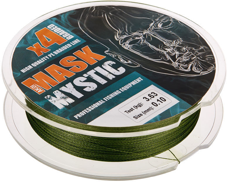 Леска плетеная Akkoi Mask Mystic X4 Deep Green 100м 0.10мм (зеленая)