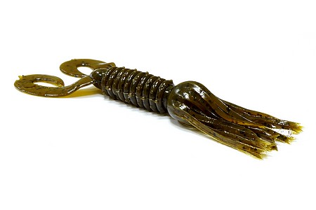 Мягкая приманка Big Bite Baits Double Tail Skirted Grub 5-02 Green Pumpkin