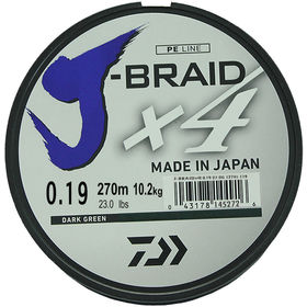 Леска плетеная DAIWA J-Braid X4 0,19мм 270 (зеленая)