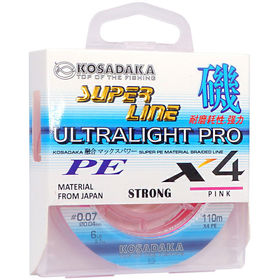 Леска плетеная Kosadaka Super Line PE X4 Ultralight Pro Pink 110м 0.04мм (розовая)